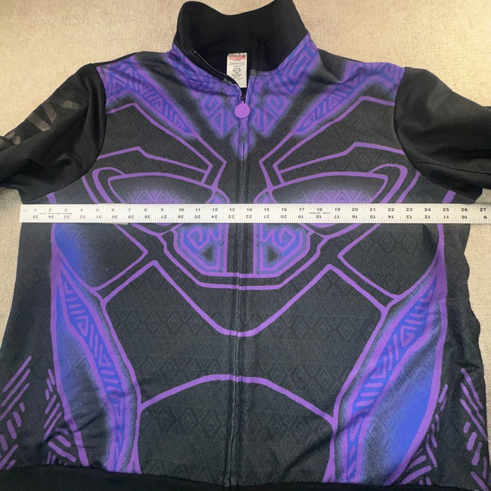 Marvel Black Panther Wakanda Forever Track Jacket Mens XL Purple Black Full Zip - Picture 6 of 8